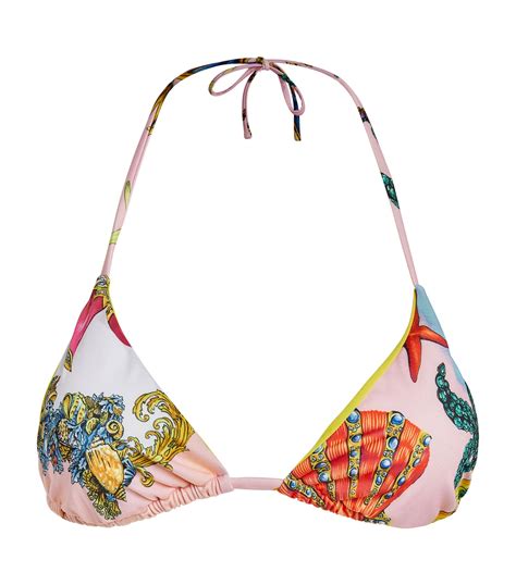 versace triangolo tresor de la mer gold studs bikini top